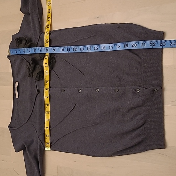 EUC Valentino Red Grey Wool/Cashmere Blend Rosette Button Front Cardigan - Picture 6 of 17